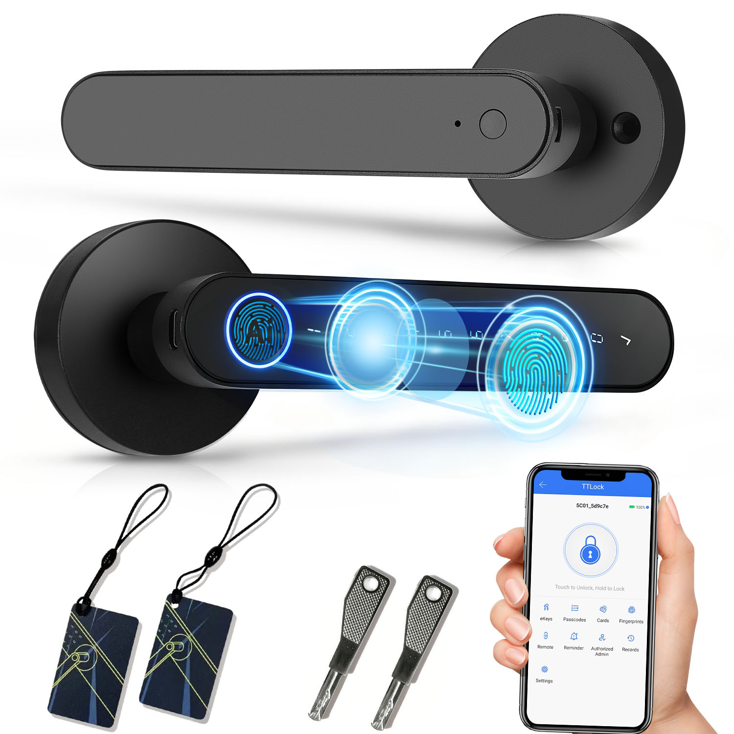 Home Security Keypad - TTlock App Fingerprint Smart Lock RFID