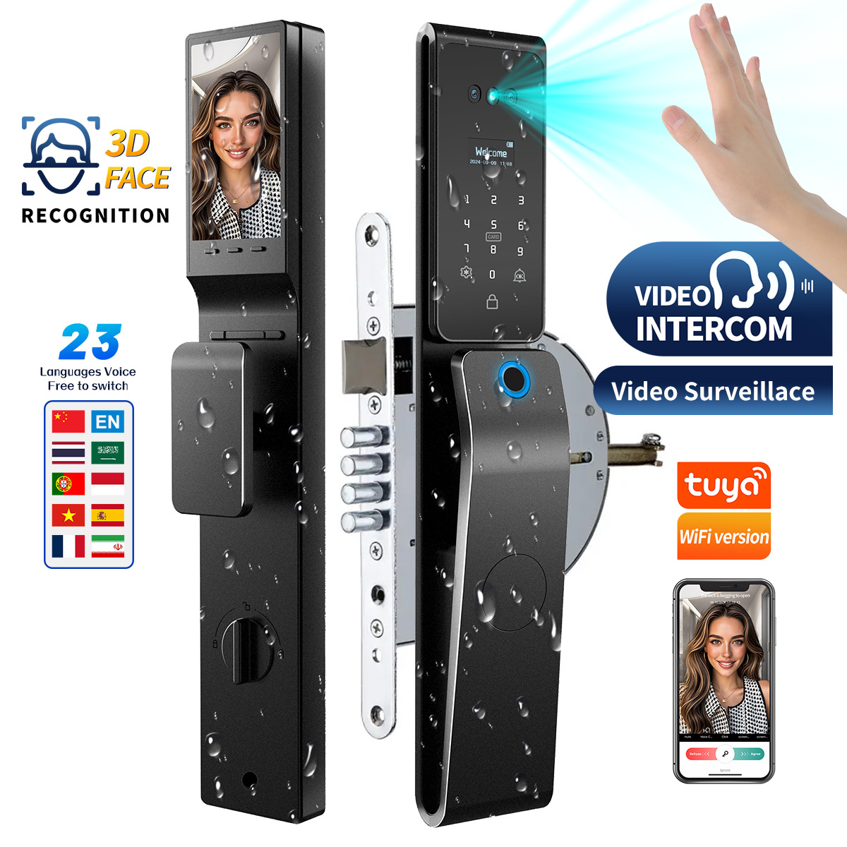 Home Security Keypad - Tuya Smart Digital Lock 3D Face