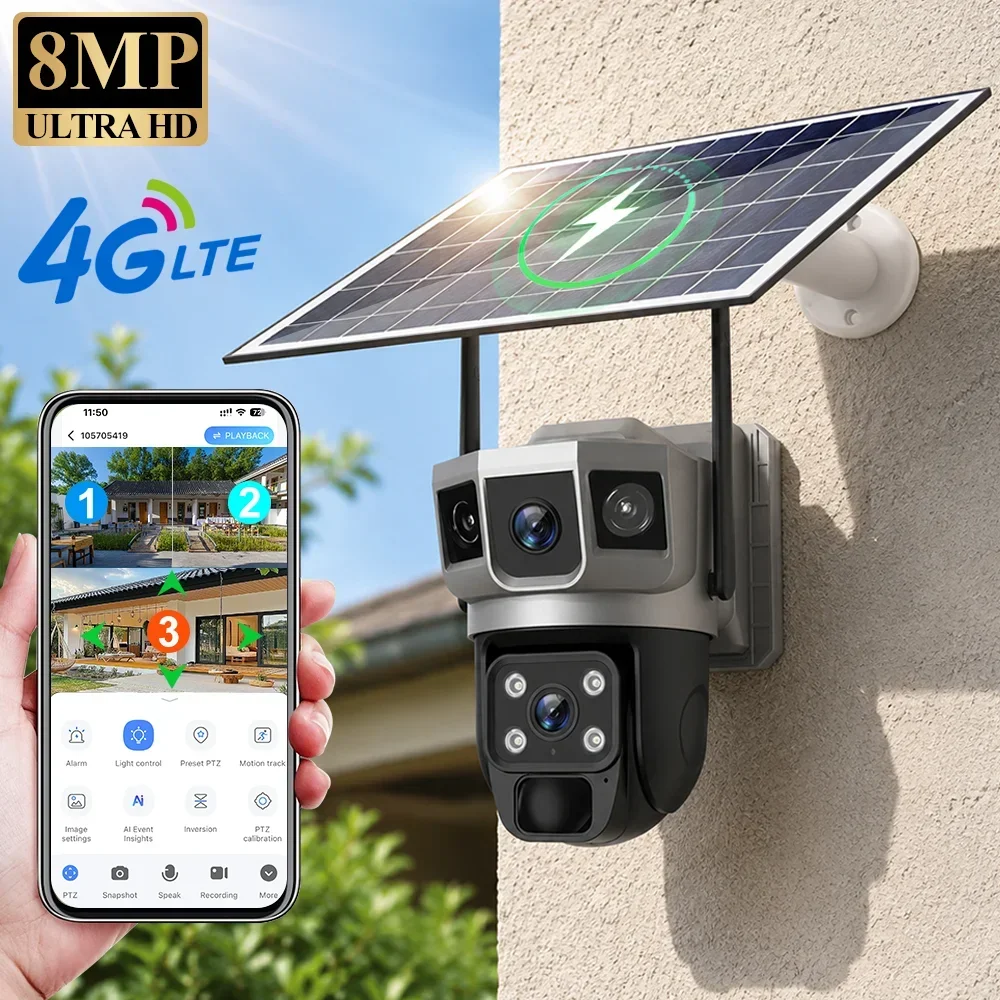 Home Security Product - V380 4K 3 Screens 4G Camera