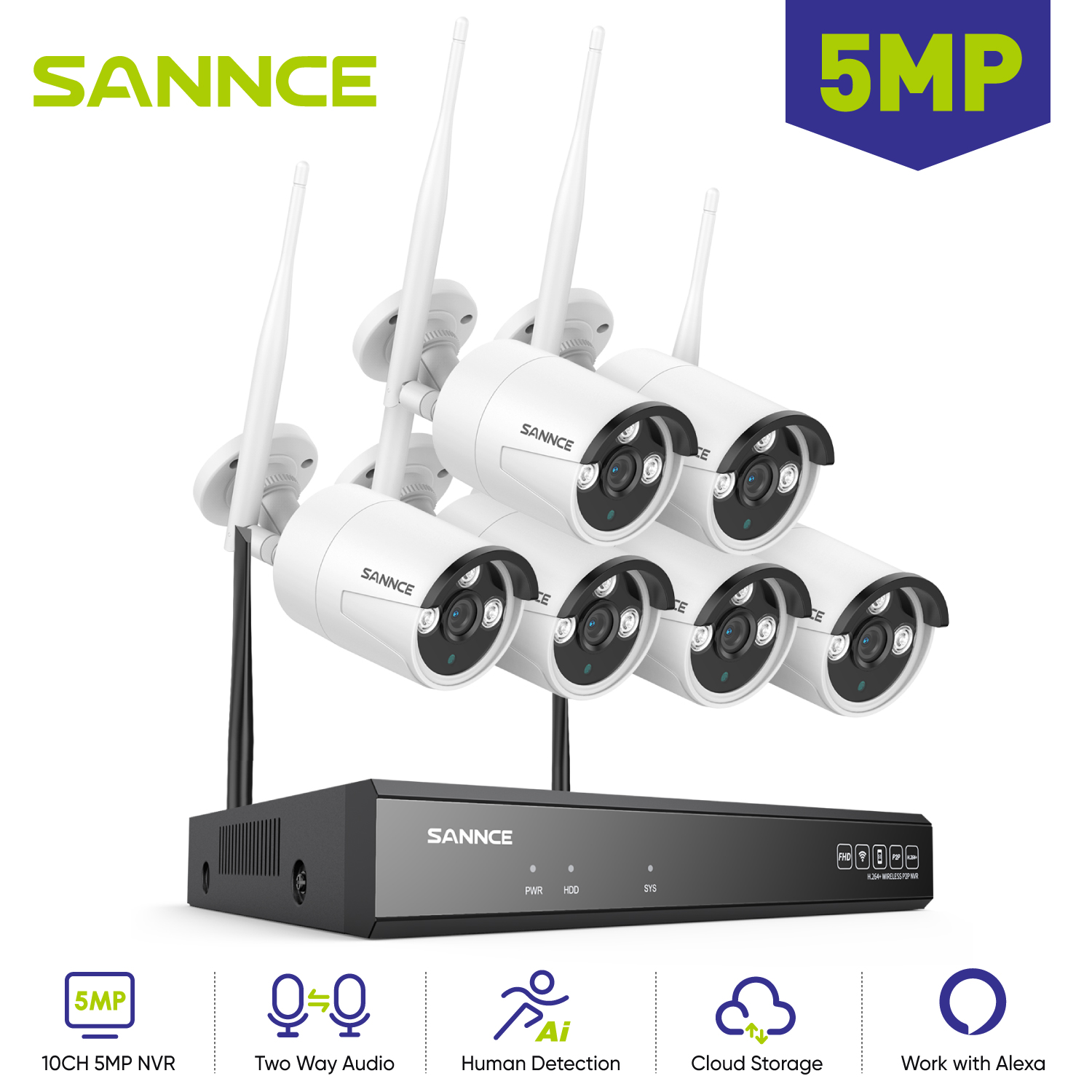 SANNCE 6PCS 5MP Wifi Camera IP - Home Security Panel 评论和价格