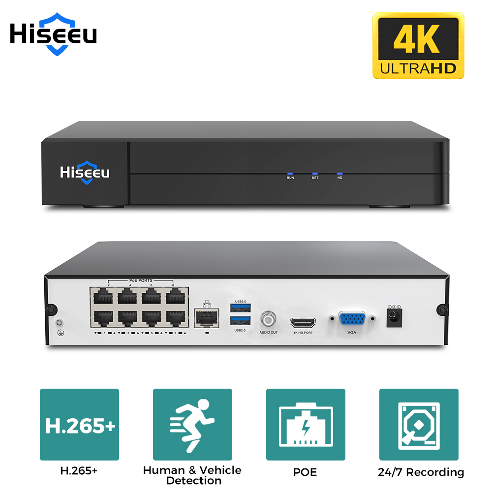 Hiseeu 8CH 4K PoE NVR Network  - Home Security And Cameras 评论和价格