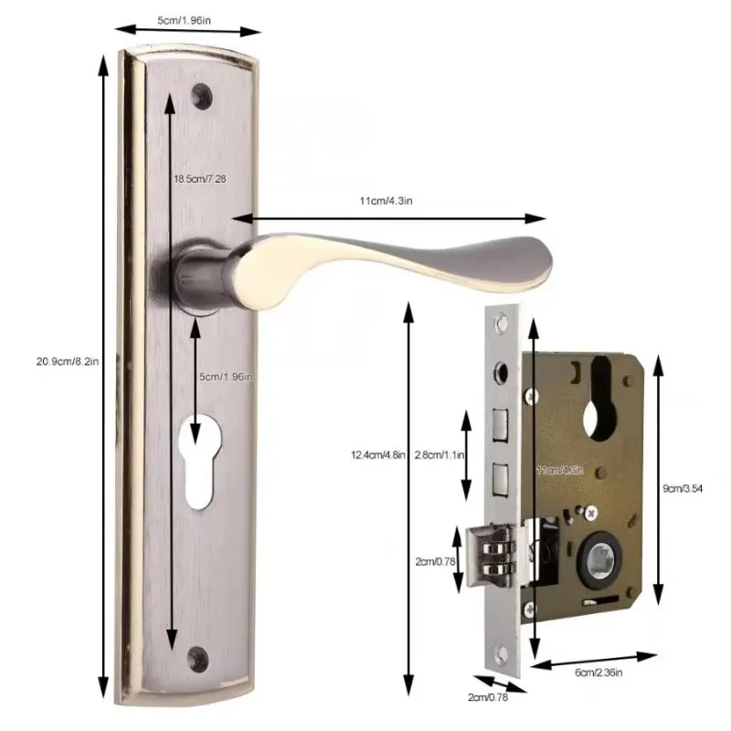 Gold Door Handle Lock Silent H - Home Security Product 评论和价格