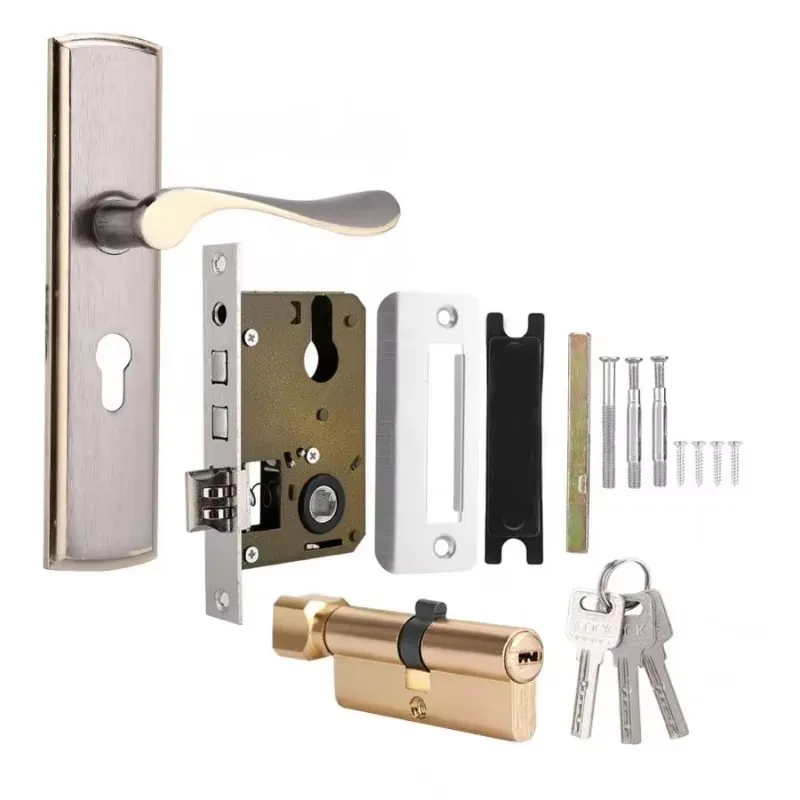 Gold Door Handle Lock Silent H - Home Security Product 评论和价格