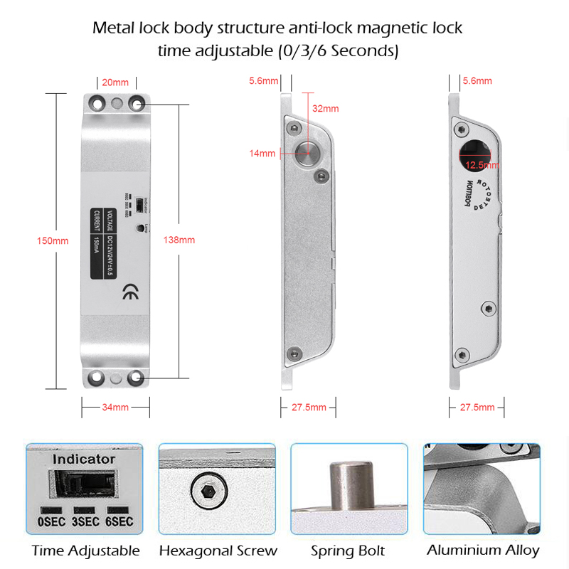 DC12V Fail Safe NC Electric Dr - Safe Box Digital 评论和价格