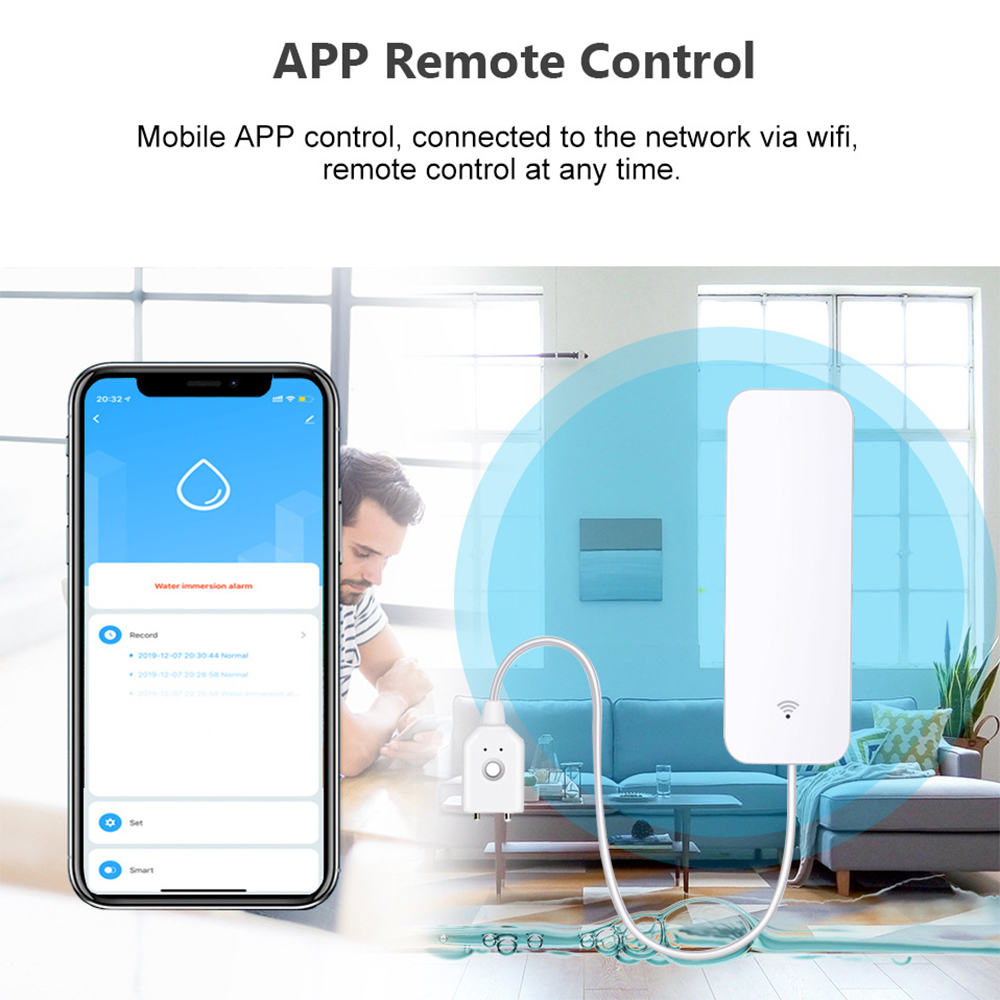 Tuya WiFi Water Leak Sensor, W - Home Security Business 评论和价格
