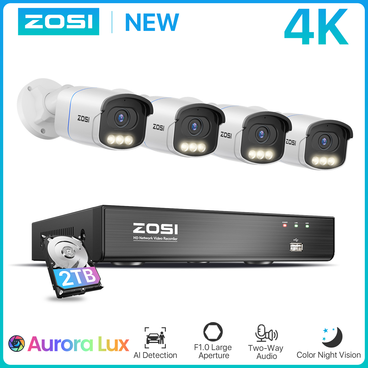 ZOSI 4K PoE Security Camera Sy - Nvr Kit 8 Channel 评论和价格